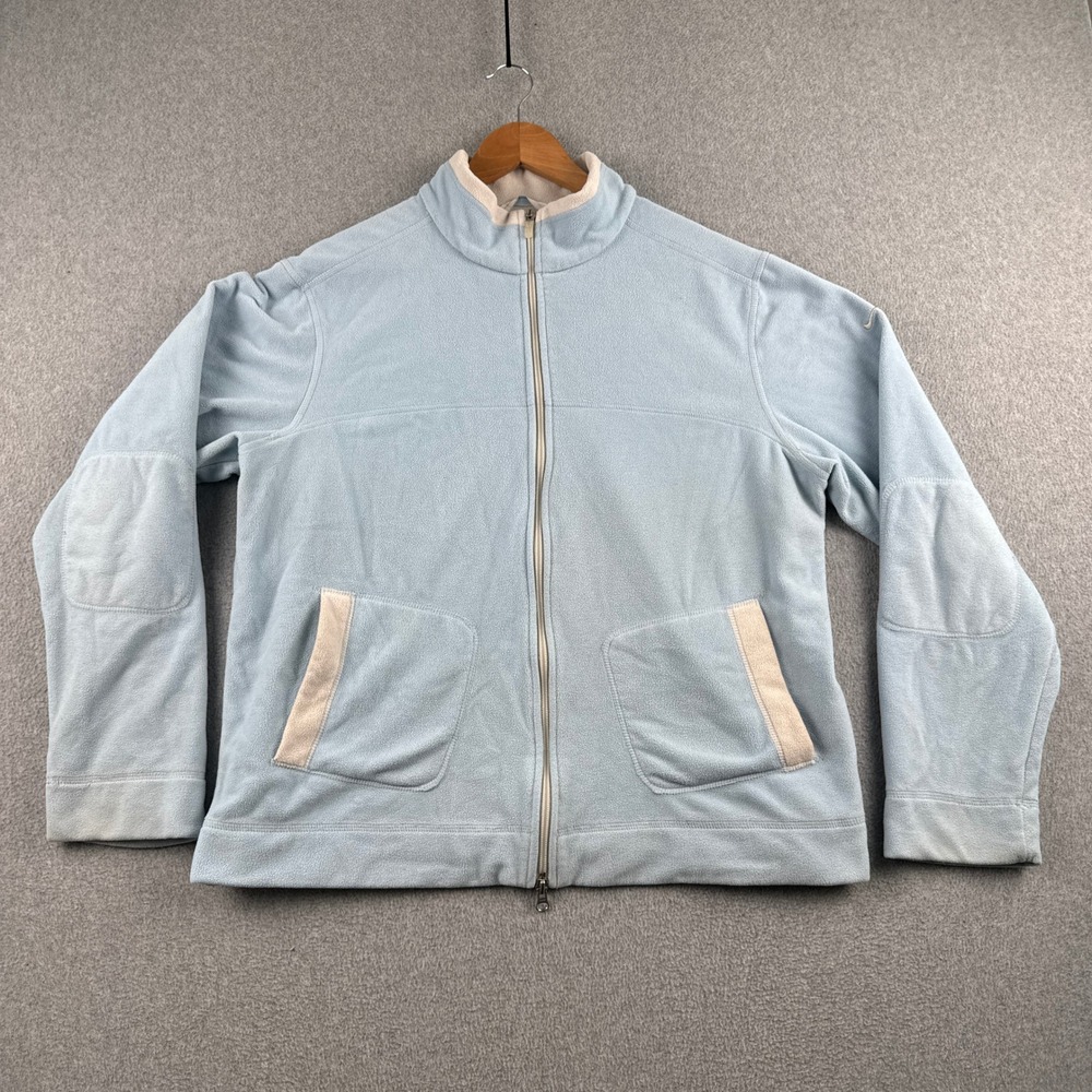 Nike Fleece Jacket Girls XL Light Blue Therma-FIT Full Zip Mock Neck Elbow Patch